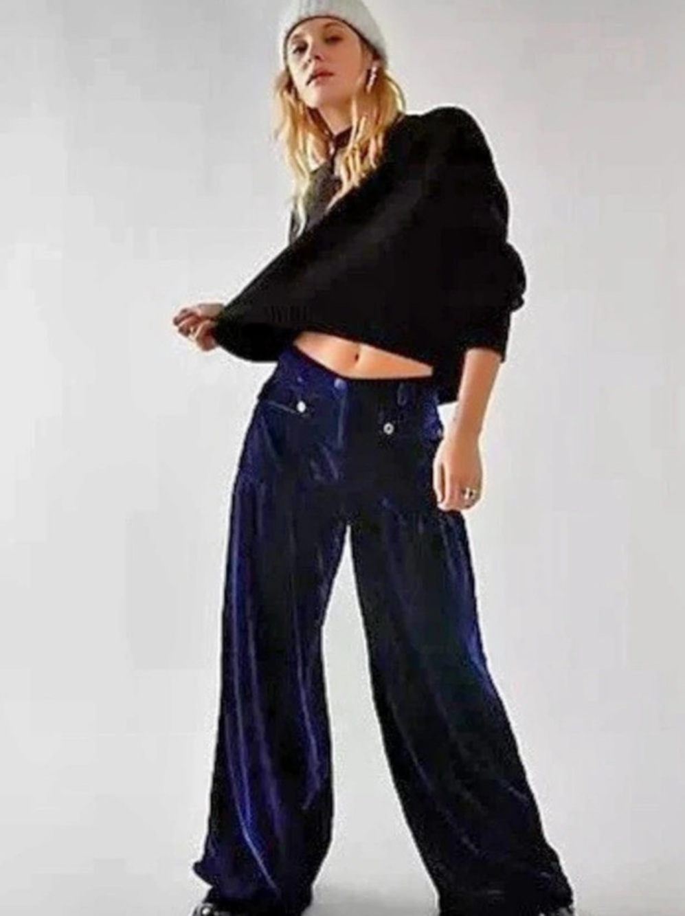 Free People Lotus blue velvet trousers size 25